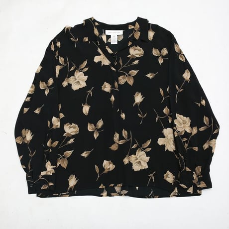 Flower Pattern Open Collared Rayon Shirt