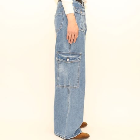 Wide Denim Cargo Pants