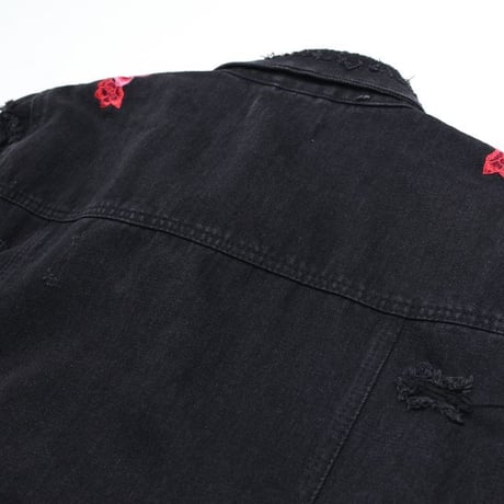 Embroidery Black Denim Jacket