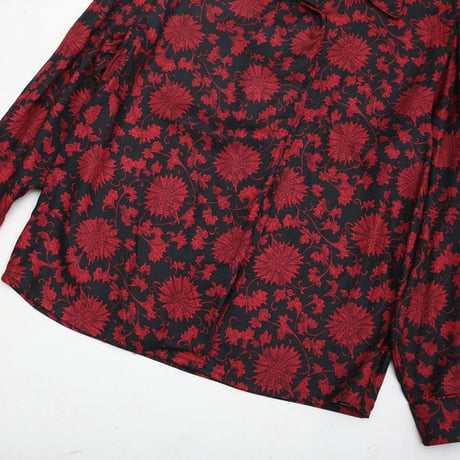 Flower Pattern Open Collared Rayon Shirt