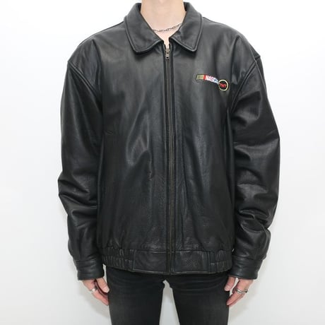 Black Leather Jacket NASCAR