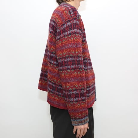 Patterned Wool Knit Cardigan