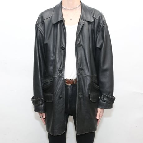 Black Lamb Leather Half Coat