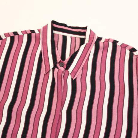Stripe Pattern Viscose S/S Shirt MADE IN GERMANY