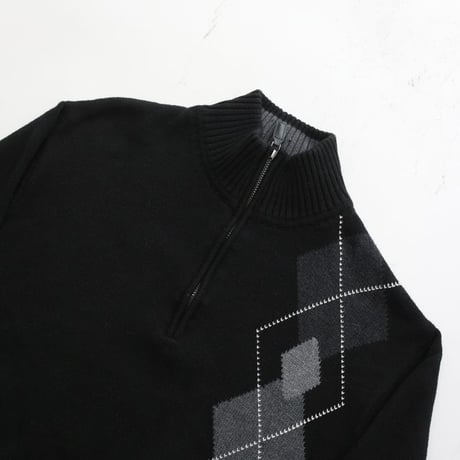 Half Zip Cotton Knit Sweater