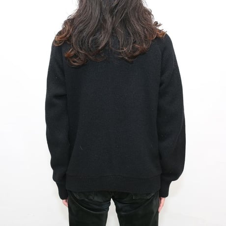 Vintage Wool × Suede Leather Checkerboard Design Cardigan