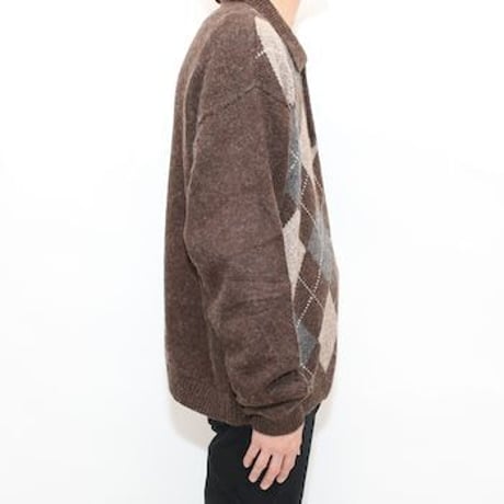 Silk Blend Argyle Pattern Sweater