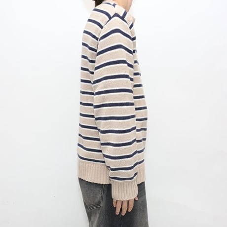 Brooks Brothers Border Pattern Cotton Knit Sweater