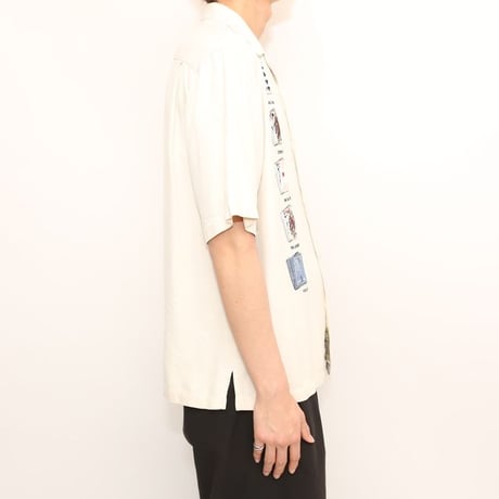 Nat Nast Poker Embroidery Open Collar Silk S/S Shirt