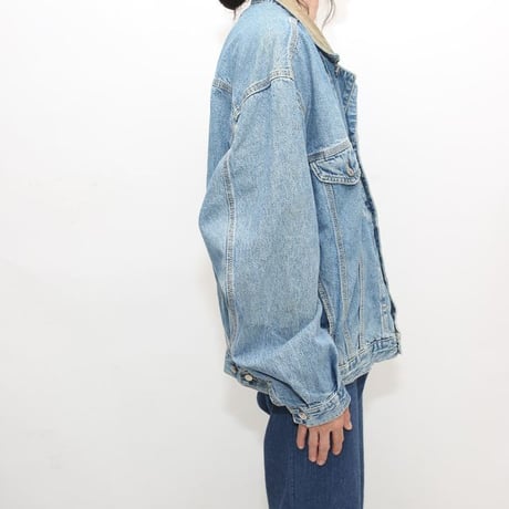 90s Diesel Leather Collar Denim Jacket MADE IN ITALY
