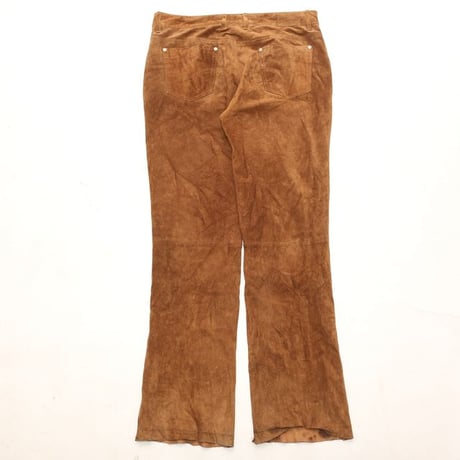 Suede Leather Flared Pants