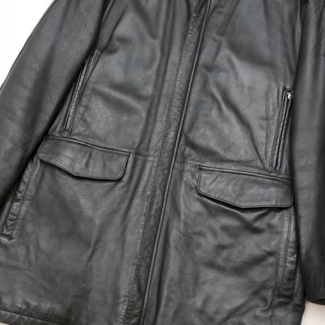 Black Lamb Leather Coat