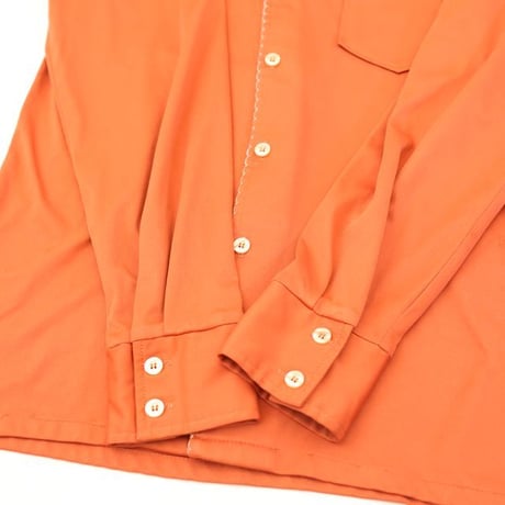 70's Open Collared Polyester L/S Shirt