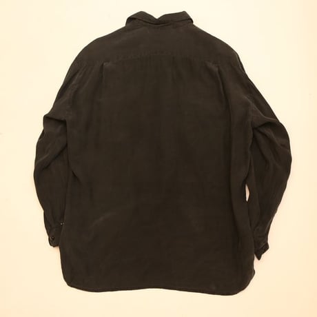 Open Collar Silk L/S Shirt Black