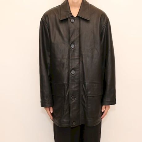 Hathaway Black Leather Coat