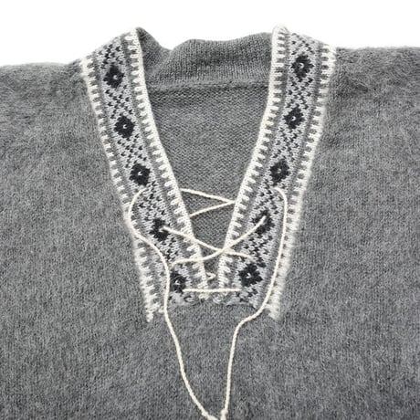 Vintage Lace-up Knit Sweater