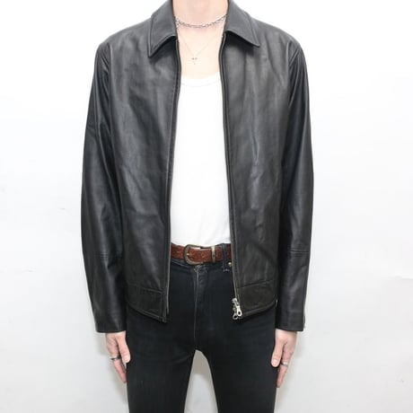 Double Zip Black Lamb Leather Jacket
