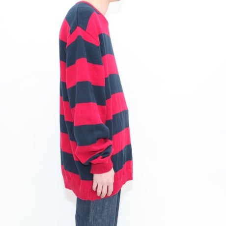 CHAPS Border Cotton Kint Sweater