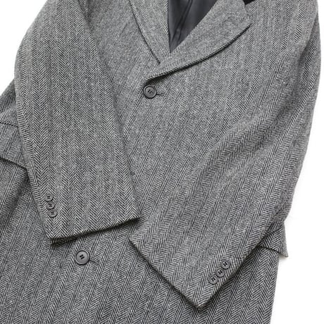 Vintage Herringbone Wool Long Coat MADE IN USA