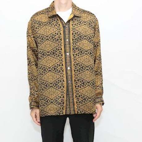 Geometric Pattern Silk L/S Shirt