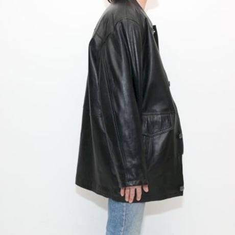 Black Lamb Leather Coat