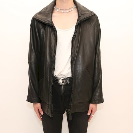 Andrew Marc Stand Collared Black Lamb Leather Jacket