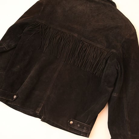 Black Suede Fringe Leather Jacket