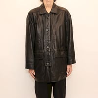 Next Stage Casual Black Leather Coat