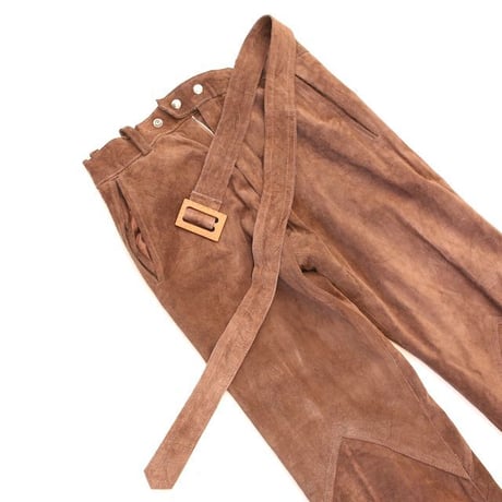 70's Suede Leather Flared Pants