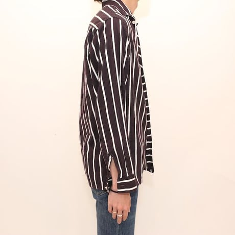 Black × White Striped Open Collared Shirt