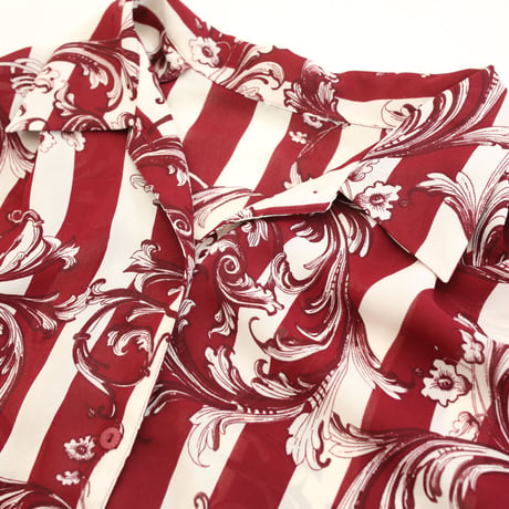 Stripe Baroque Pattern Polyester S/S Shirt