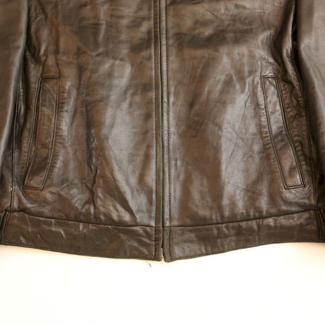 DOCKERS Black Leather Jacket Loose Silhouette
