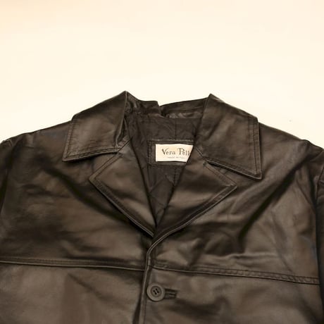 Black Leather Half Coat 'Vera Pelle'