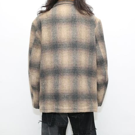 80s Fox Knapp Checked Wool Boa Jacket