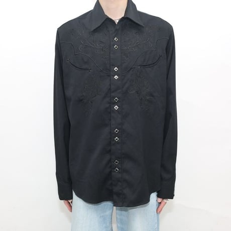 Black Embroidery Western Shirt