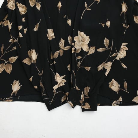 Flower Pattern Open Collared Rayon Shirt