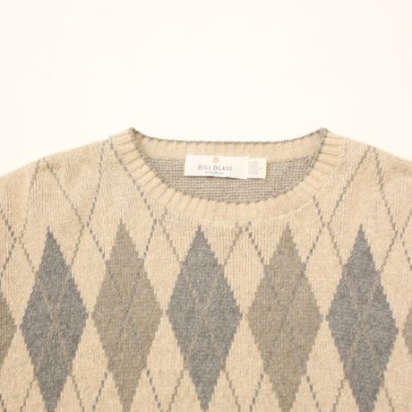 Cotton×Acrylic Argyle Knit Sweater