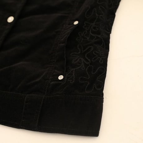 Black Embroidery Corduroy Trucker Jacket