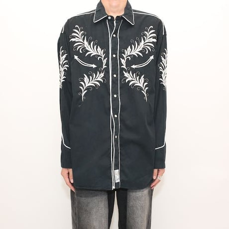 Black Embroidery Western Shirt