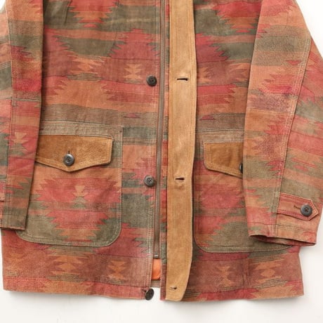 Native Pattern Suede Coat
