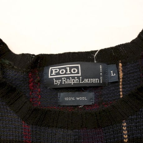 Polo by Ralph Lauren Check Pattern Wool Knit Sweater