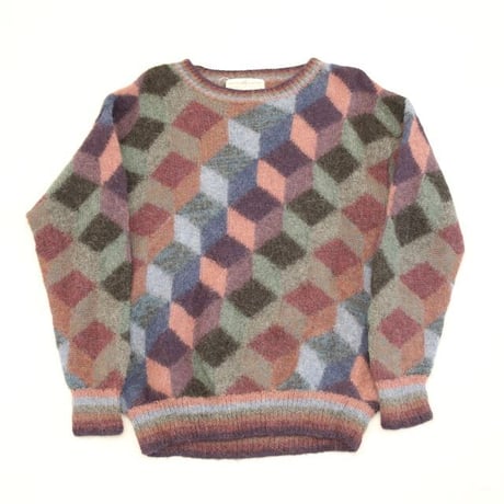 Geometric Pattern Alpaca 100% Knit Sweater