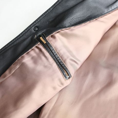 Black Lamb Leather Half Coat