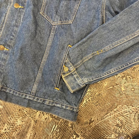Marlboro Leather Collared Denim Jacket Loose Silhouette