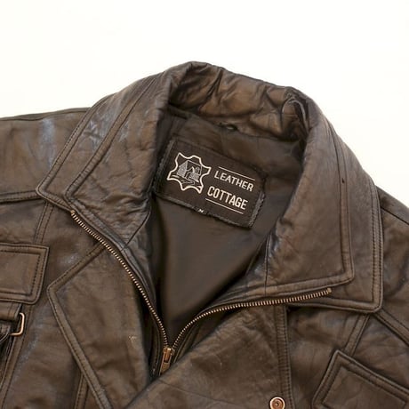 Layered Gimmick Black Leather Jacket