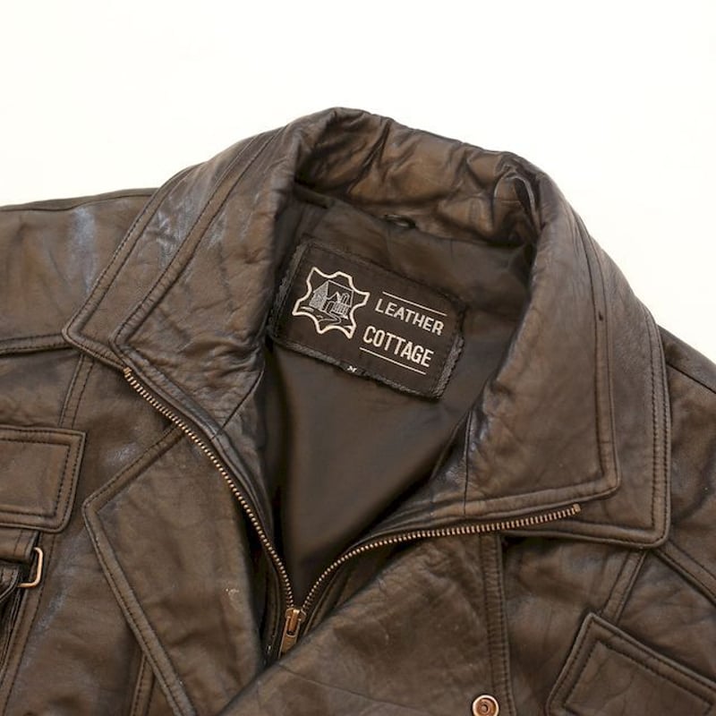 Layered Gimmick Black Leather Jacket | Strato