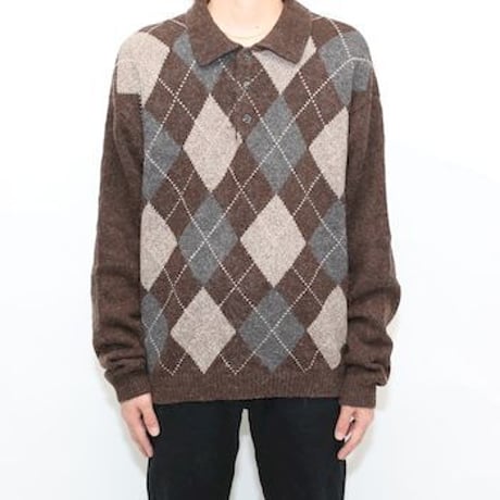 Silk Blend Argyle Pattern Sweater