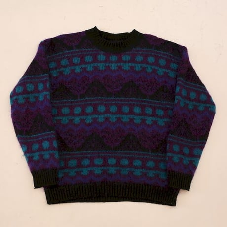 Patterned Mohair Wool Knit Sweater