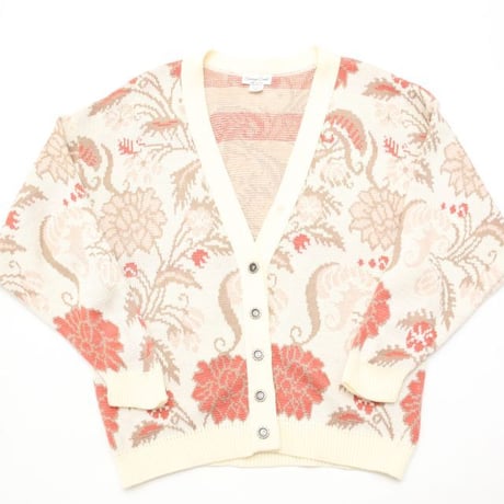 Flower Pattern Acryl Knit Cardigan
