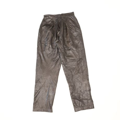 1tuck Black Leather Pants